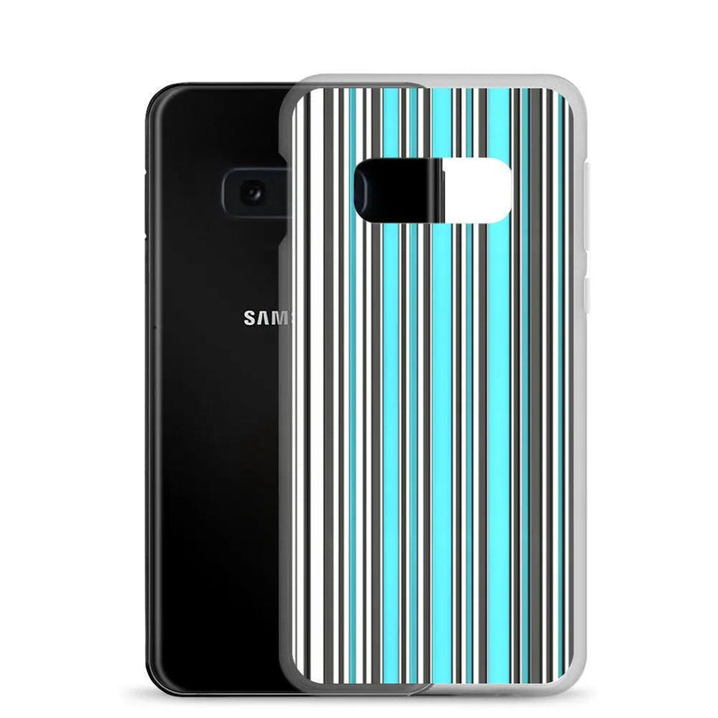 Load image into Gallery viewer, Colorful Marine Blue Striped Flexible Clear Samsung Case Bump Resistant Corners CREATIVETECH
