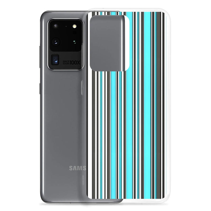 Load image into Gallery viewer, Colorful Marine Blue Striped Flexible Clear Samsung Case Bump Resistant Corners CREATIVETECH
