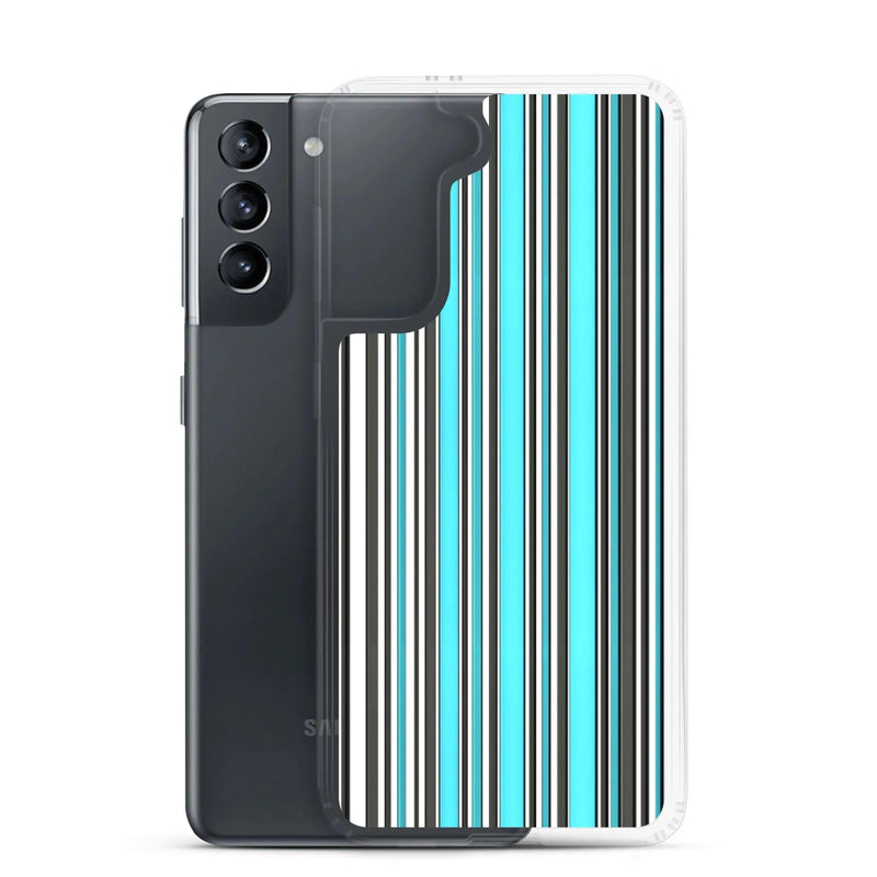 Load image into Gallery viewer, Colorful Marine Blue Striped Flexible Clear Samsung Case Bump Resistant Corners CREATIVETECH