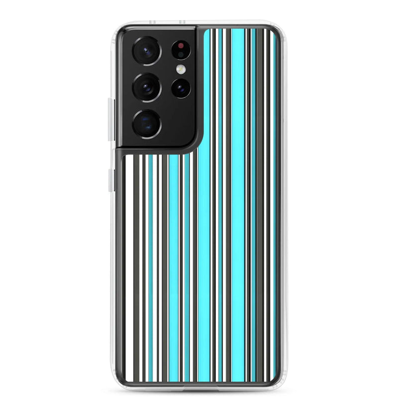 Load image into Gallery viewer, Colorful Marine Blue Striped Flexible Clear Samsung Case Bump Resistant Corners CREATIVETECH