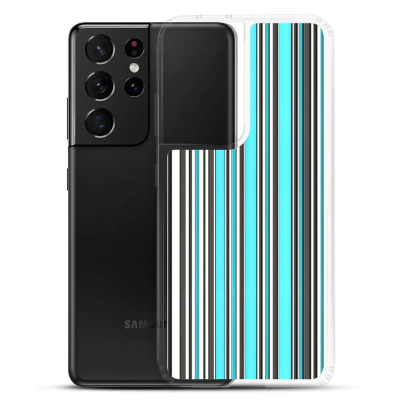 Load image into Gallery viewer, Colorful Marine Blue Striped Flexible Clear Samsung Case Bump Resistant Corners CREATIVETECH