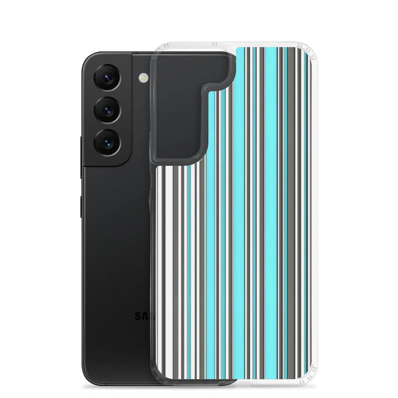 Load image into Gallery viewer, Colorful Marine Blue Striped Flexible Clear Samsung Case Bump Resistant Corners CREATIVETECH