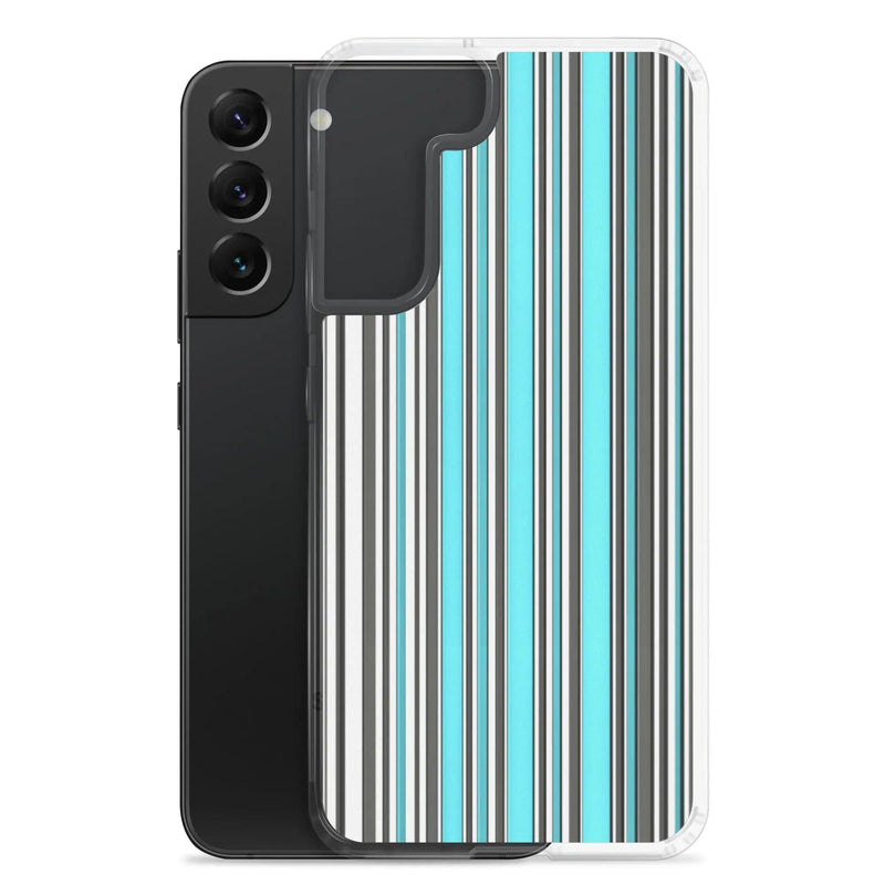 Load image into Gallery viewer, Colorful Marine Blue Striped Flexible Clear Samsung Case Bump Resistant Corners CREATIVETECH