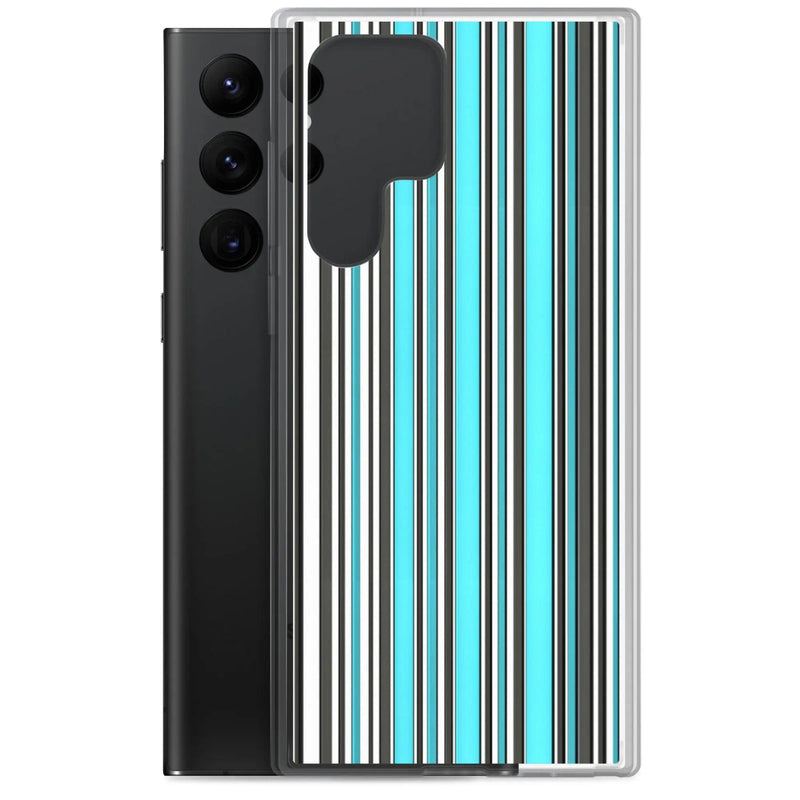 Load image into Gallery viewer, Colorful Marine Blue Striped Flexible Clear Samsung Case Bump Resistant Corners CREATIVETECH