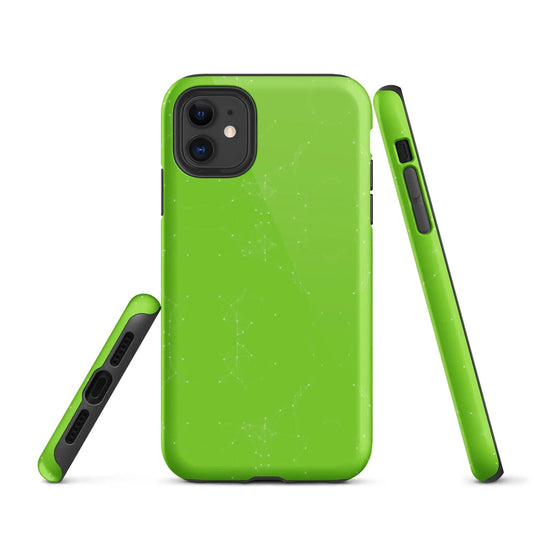 Colorful Neon Green Polygon Double Layered Impact Resistant Tough iPhone Case 3D Wrap Matte or Glossy Finish CREATIVETECH