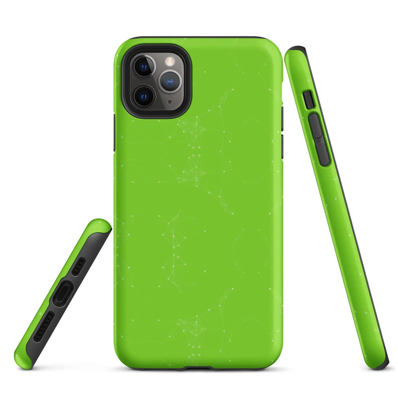 Load image into Gallery viewer, Colorful Neon Green Polygon Double Layered Impact Resistant Tough iPhone Case 3D Wrap Matte or Glossy Finish CREATIVETECH