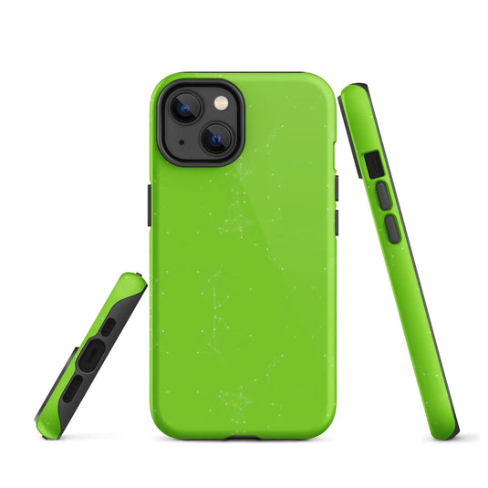 Colorful Neon Green Polygon Double Layered Impact Resistant Tough iPhone Case 3D Wrap Matte or Glossy Finish CREATIVETECH