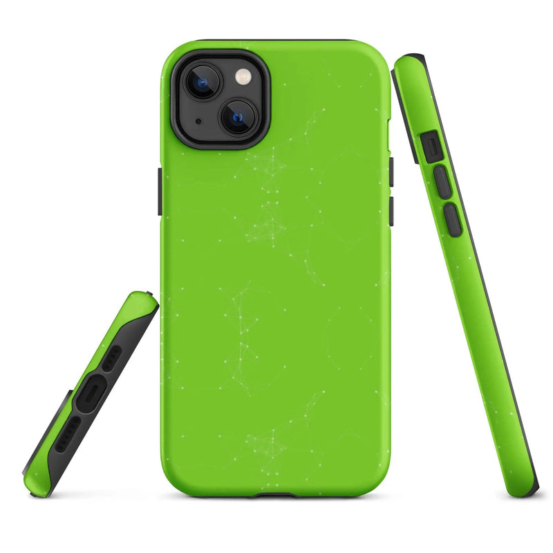 Load image into Gallery viewer, Colorful Neon Green Polygon Double Layered Impact Resistant Tough iPhone Case 3D Wrap Matte or Glossy Finish CREATIVETECH