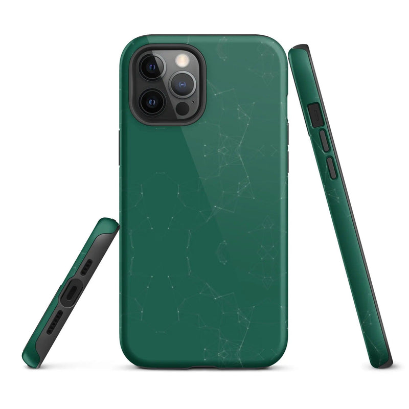 Load image into Gallery viewer, Colorful Olive Green Polygon Double Layered Impact Resistant Tough iPhone Case 3D Wrap Matte or Glossy Finish CREATIVETECH