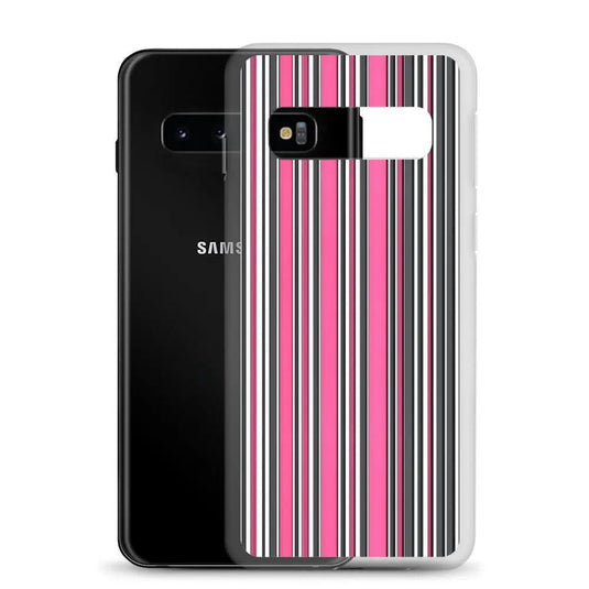 Colorful Pink Berry Striped Style Flexible Clear Samsung Case Bump Resistant Corners CREATIVETECH