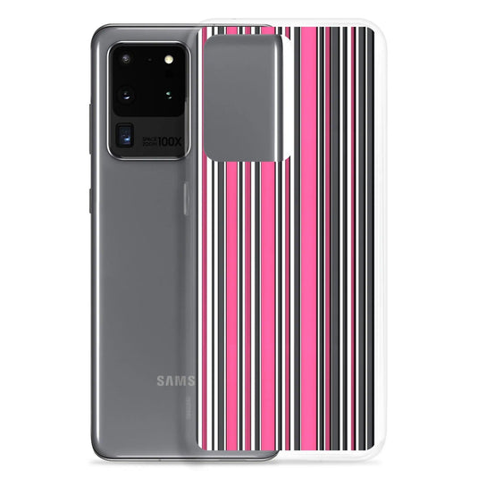 Colorful Pink Berry Striped Style Flexible Clear Samsung Case Bump Resistant Corners CREATIVETECH