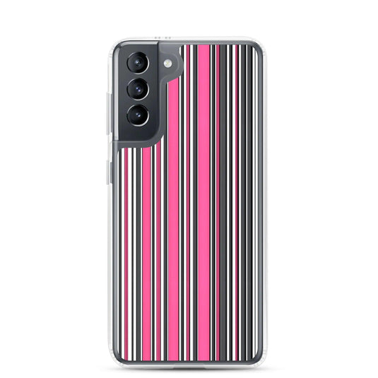 Colorful Pink Berry Striped Style Flexible Clear Samsung Case Bump Resistant Corners CREATIVETECH