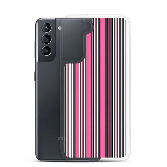 Colorful Pink Berry Striped Style Flexible Clear Samsung Case Bump Resistant Corners CREATIVETECH