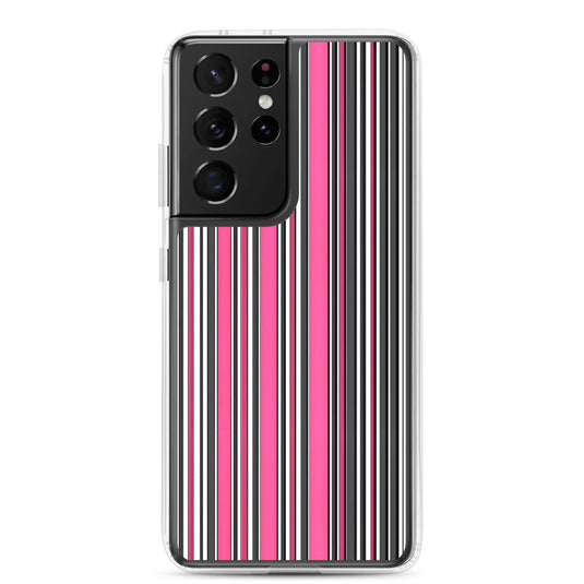 Colorful Pink Berry Striped Style Flexible Clear Samsung Case Bump Resistant Corners CREATIVETECH