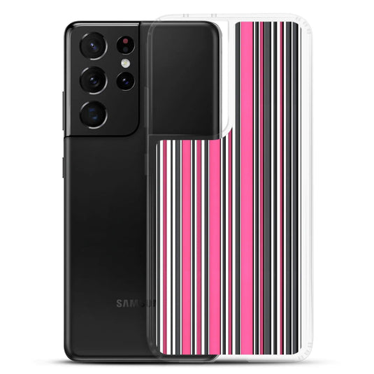 Colorful Pink Berry Striped Style Flexible Clear Samsung Case Bump Resistant Corners CREATIVETECH