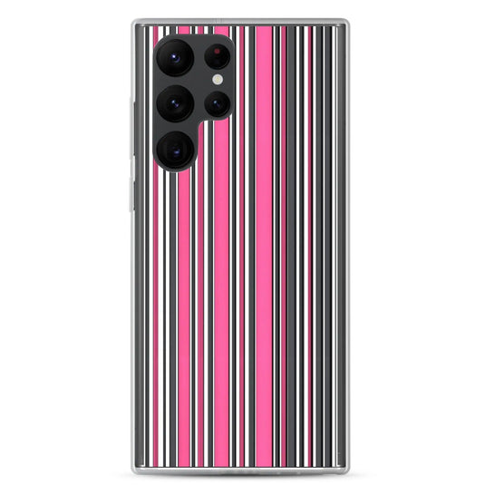 Colorful Pink Berry Striped Style Flexible Clear Samsung Case Bump Resistant Corners CREATIVETECH