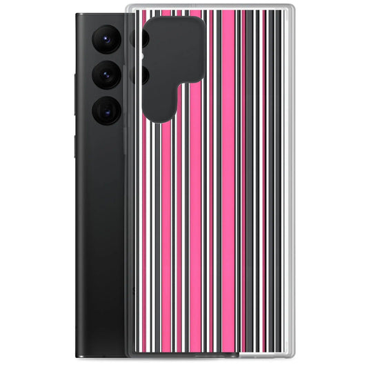 Colorful Pink Berry Striped Style Flexible Clear Samsung Case Bump Resistant Corners CREATIVETECH