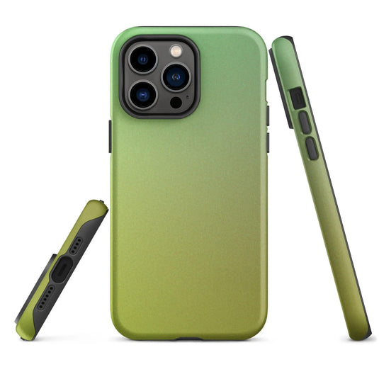 Colorful Sunny Green Yellow Double Layered Impact Resistant Tough iPhone Case 3D Wrap Matte or Glossy Finish CREATIVETECH
