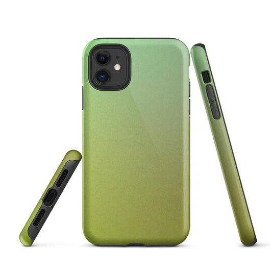 Colorful Sunny Green Yellow Double Layered Impact Resistant Tough iPhone Case 3D Wrap Matte or Glossy Finish CREATIVETECH
