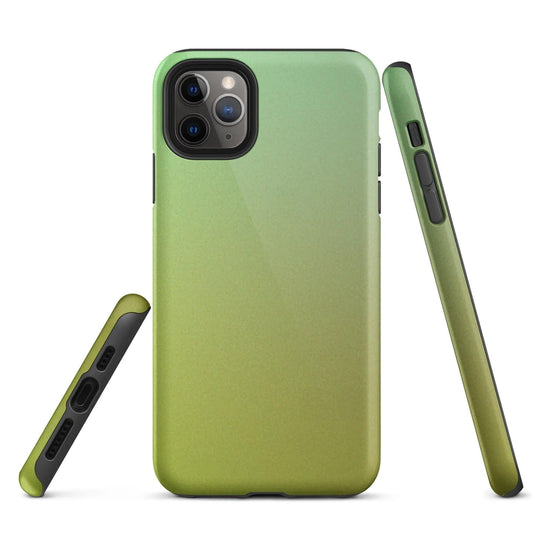 Colorful Sunny Green Yellow Double Layered Impact Resistant Tough iPhone Case 3D Wrap Matte or Glossy Finish CREATIVETECH