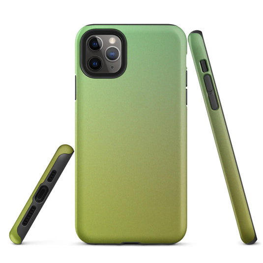Colorful Sunny Green Yellow Double Layered Impact Resistant Tough iPhone Case 3D Wrap Matte or Glossy Finish CREATIVETECH