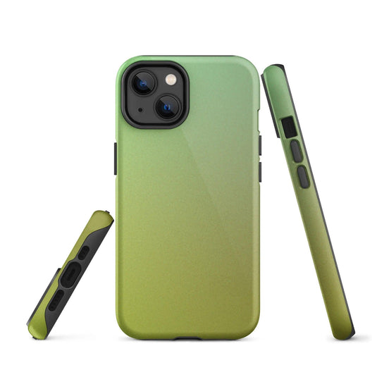 Colorful Sunny Green Yellow Double Layered Impact Resistant Tough iPhone Case 3D Wrap Matte or Glossy Finish CREATIVETECH