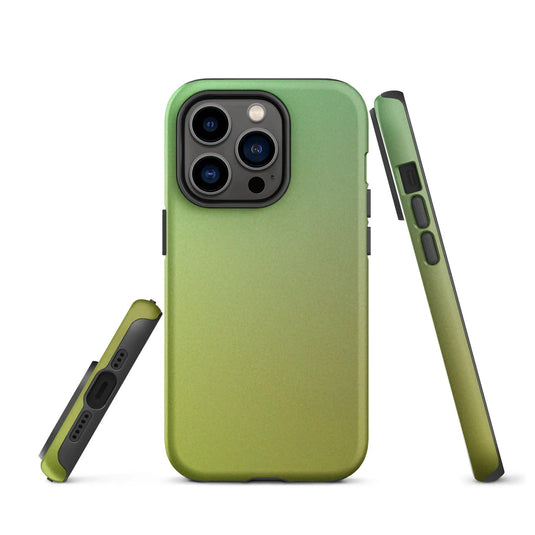 Colorful Sunny Green Yellow Double Layered Impact Resistant Tough iPhone Case 3D Wrap Matte or Glossy Finish CREATIVETECH