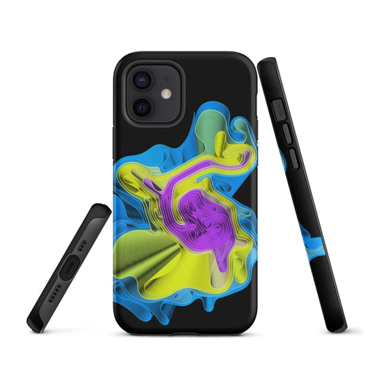 Cool Colorful Waves Double Layered Impact Resistant Tough iPhone Case 3D Wrap Matte or Glossy Finish CREATIVETECH