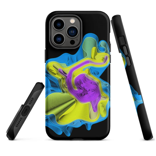 Cool Colorful Waves Double Layered Impact Resistant Tough iPhone Case 3D Wrap Matte or Glossy Finish CREATIVETECH