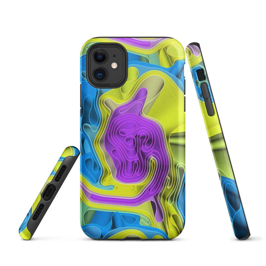 Cool Colorful Waves Variation Double Layered Impact Resistant Tough iPhone Case 3D Wrap Matte or Glossy Finish CREATIVETECH