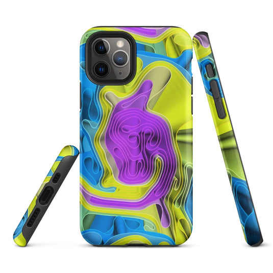 Cool Colorful Waves Variation Double Layered Impact Resistant Tough iPhone Case 3D Wrap Matte or Glossy Finish CREATIVETECH