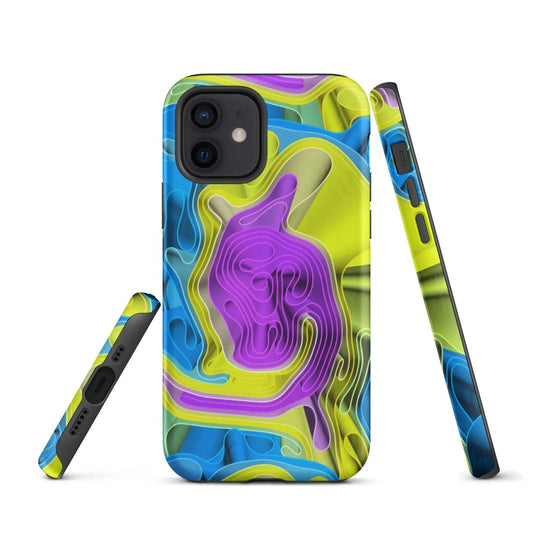 Cool Colorful Waves Variation Double Layered Impact Resistant Tough iPhone Case 3D Wrap Matte or Glossy Finish CREATIVETECH