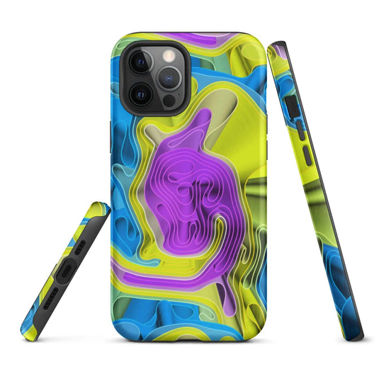 Cool Colorful Waves Variation Double Layered Impact Resistant Tough iPhone Case 3D Wrap Matte or Glossy Finish CREATIVETECH