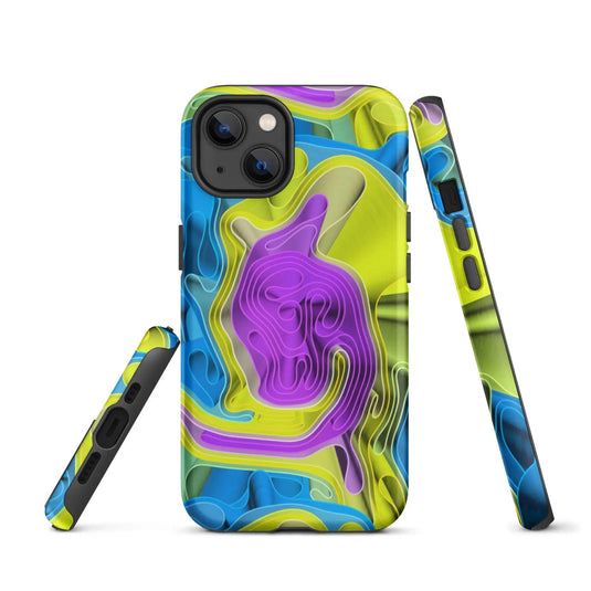 Cool Colorful Waves Variation Double Layered Impact Resistant Tough iPhone Case 3D Wrap Matte or Glossy Finish CREATIVETECH