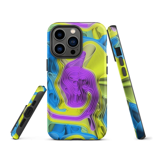 Cool Colorful Waves Variation Double Layered Impact Resistant Tough iPhone Case 3D Wrap Matte or Glossy Finish CREATIVETECH