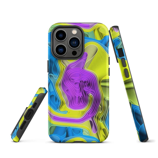 Cool Colorful Waves Variation Double Layered Impact Resistant Tough iPhone Case 3D Wrap Matte or Glossy Finish CREATIVETECH