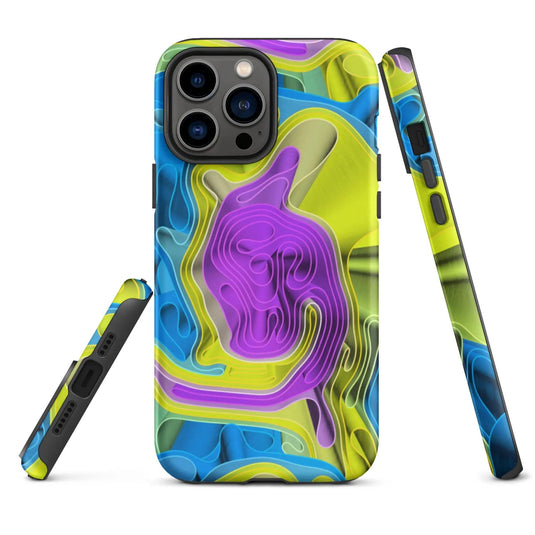 Cool Colorful Waves Variation Double Layered Impact Resistant Tough iPhone Case 3D Wrap Matte or Glossy Finish CREATIVETECH