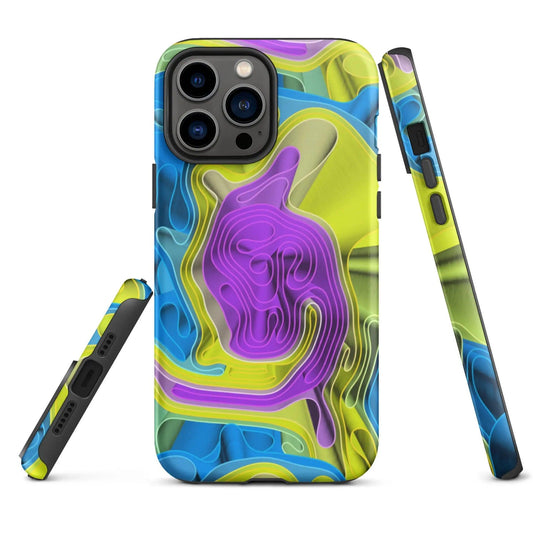 Cool Colorful Waves Variation Double Layered Impact Resistant Tough iPhone Case 3D Wrap Matte or Glossy Finish CREATIVETECH
