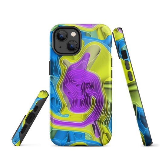 Cool Colorful Waves Variation Double Layered Impact Resistant Tough iPhone Case 3D Wrap Matte or Glossy Finish CREATIVETECH