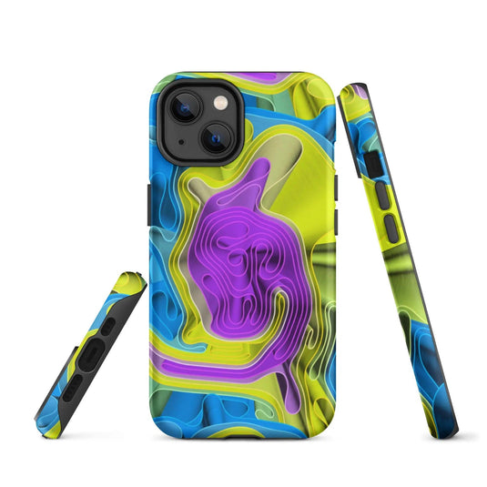 Cool Colorful Waves Variation Double Layered Impact Resistant Tough iPhone Case 3D Wrap Matte or Glossy Finish CREATIVETECH