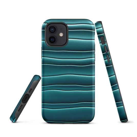 Cyan Blue Green Blob Double Layered Impact Resistant Tough iPhone Case 3D Wrap Matte or Glossy Finish CREATIVETECH
