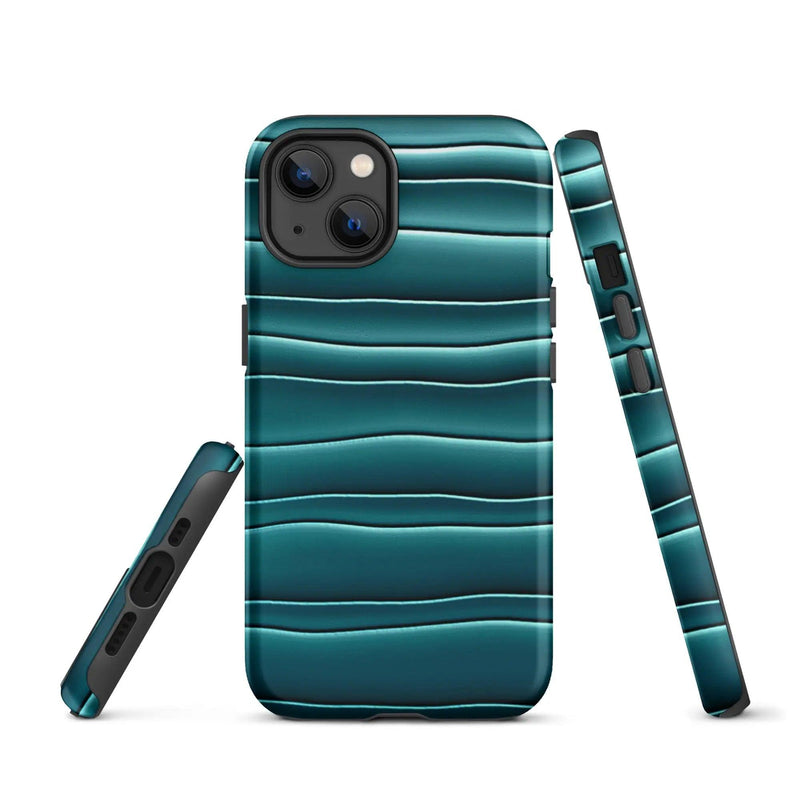 Load image into Gallery viewer, Cyan Blue Green Blob Double Layered Impact Resistant Tough iPhone Case 3D Wrap Matte or Glossy Finish CREATIVETECH