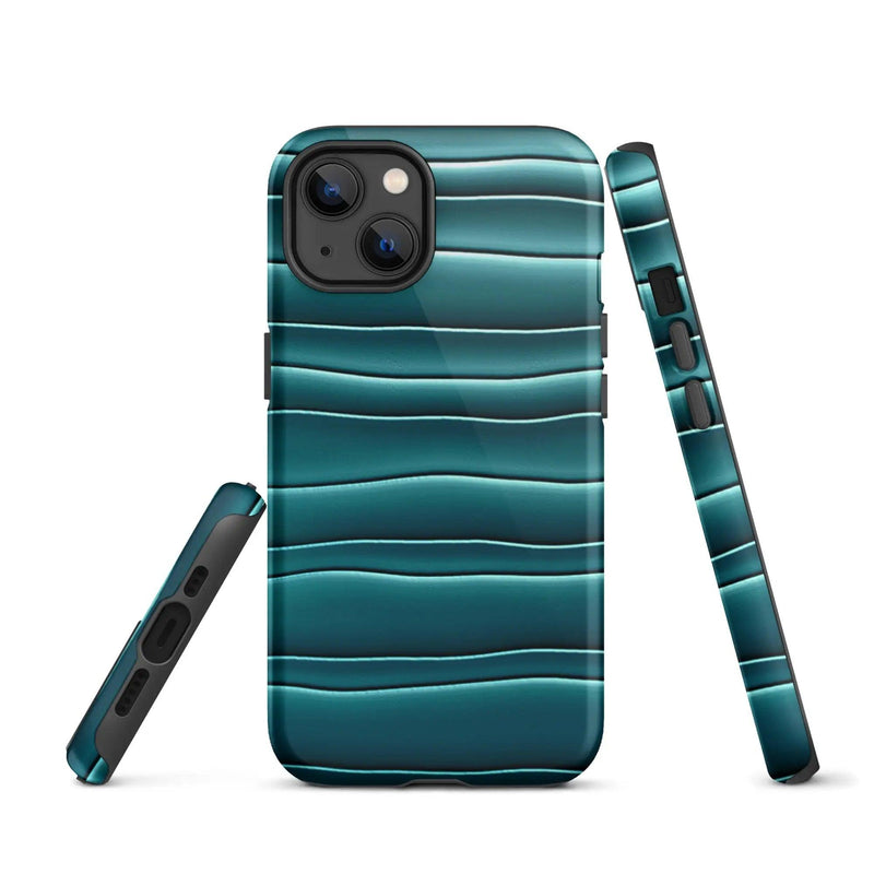 Load image into Gallery viewer, Cyan Blue Green Blob Double Layered Impact Resistant Tough iPhone Case 3D Wrap Matte or Glossy Finish CREATIVETECH