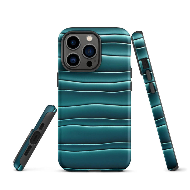 Load image into Gallery viewer, Cyan Blue Green Blob Double Layered Impact Resistant Tough iPhone Case 3D Wrap Matte or Glossy Finish CREATIVETECH