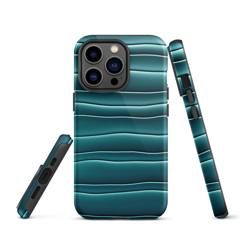 Load image into Gallery viewer, Cyan Blue Green Blob Double Layered Impact Resistant Tough iPhone Case 3D Wrap Matte or Glossy Finish CREATIVETECH