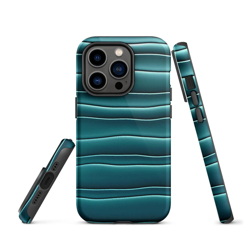 Load image into Gallery viewer, Cyan Blue Green Blob Double Layered Impact Resistant Tough iPhone Case 3D Wrap Matte or Glossy Finish CREATIVETECH