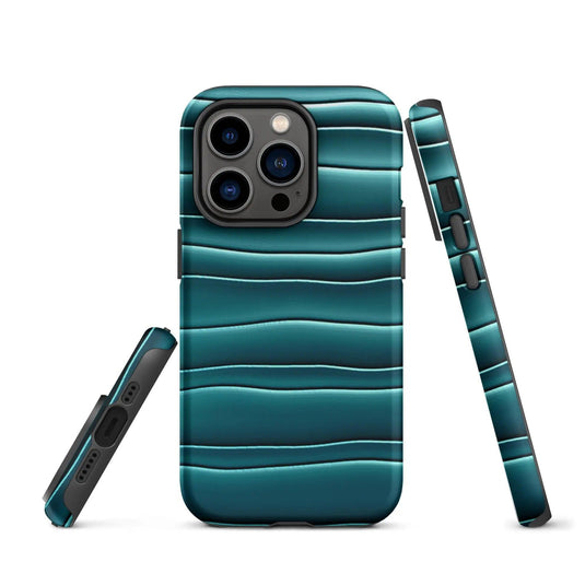 Cyan Blue Green Blob Double Layered Impact Resistant Tough iPhone Case 3D Wrap Matte or Glossy Finish CREATIVETECH