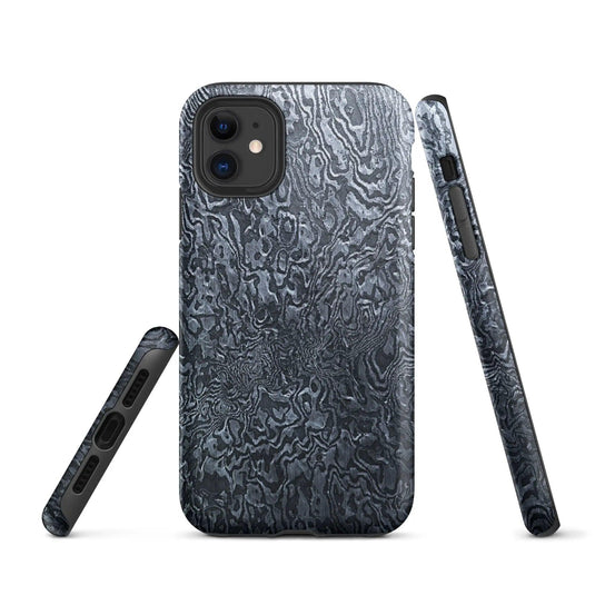 Damascus Steel Pattern Metal Double Layered Impact Resistant Tough iPhone Case 3D Wrap Matte or Glossy Finish CREATIVETECH