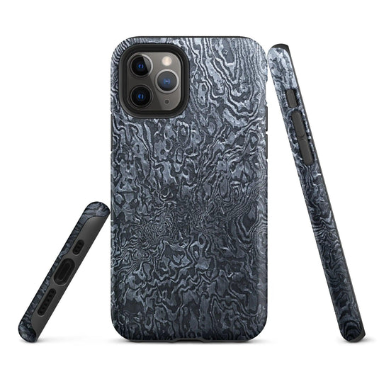 Damascus Steel Pattern Metal Double Layered Impact Resistant Tough iPhone Case 3D Wrap Matte or Glossy Finish CREATIVETECH