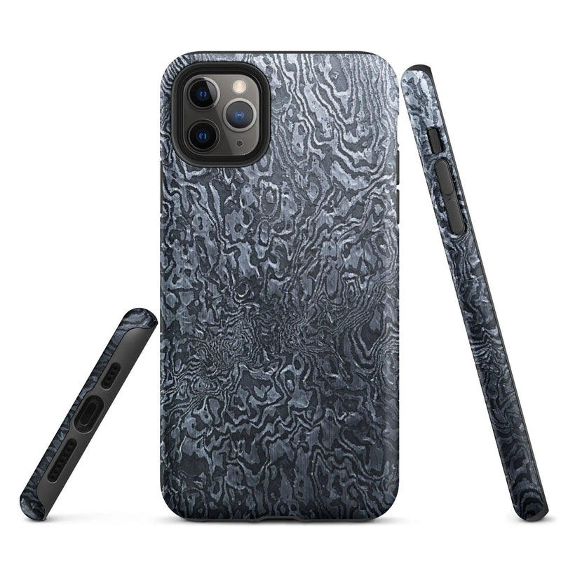 Load image into Gallery viewer, Damascus Steel Pattern Metal Double Layered Impact Resistant Tough iPhone Case 3D Wrap Matte or Glossy Finish CREATIVETECH
